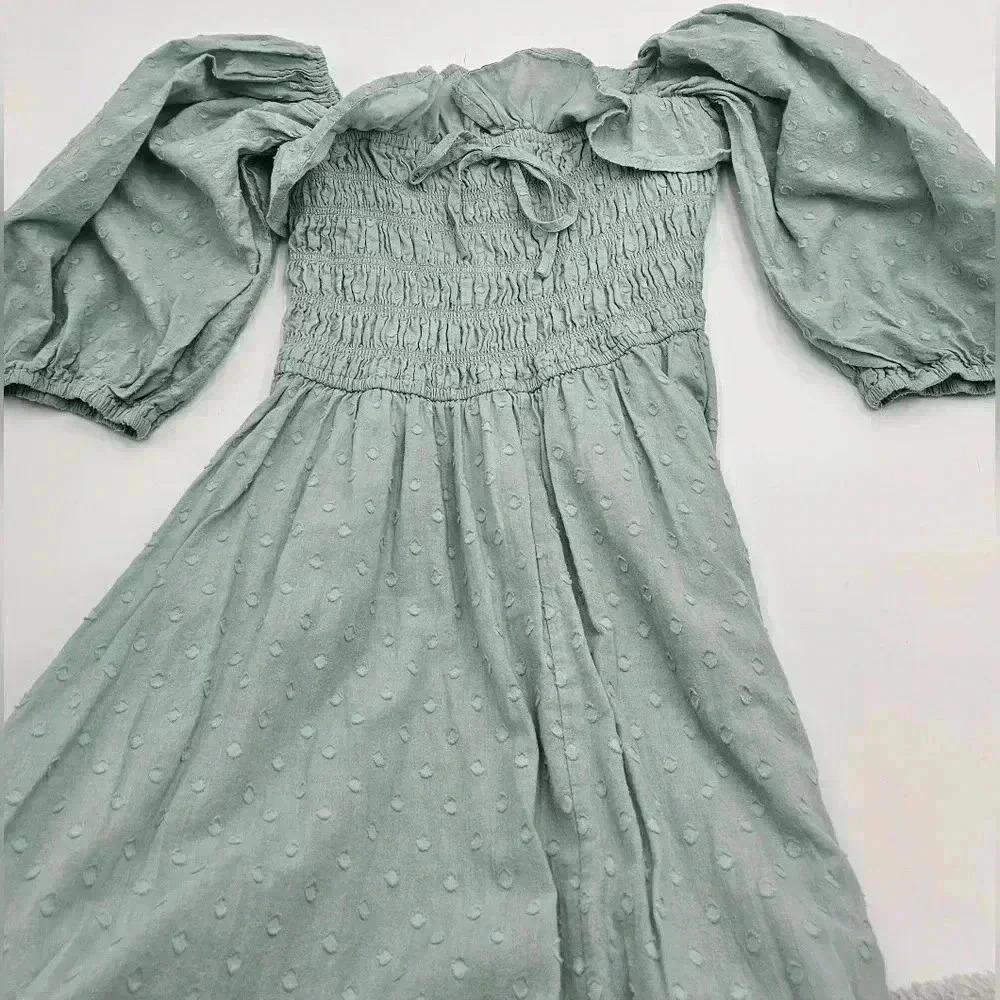 R. Vivimos Womens Size L 12/14 Summer Half Sleeve Cotton Ruffled Dress - Picture 4 of 12